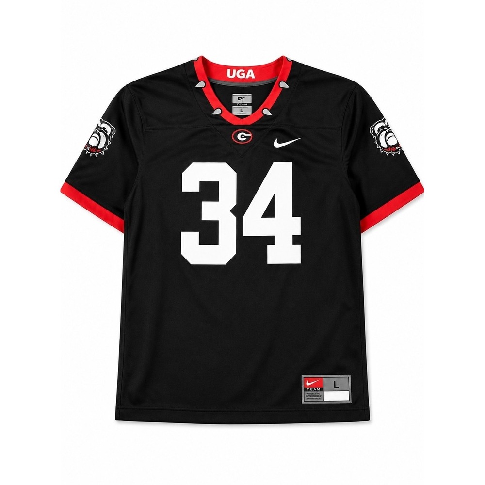 Nike Georgia Bulldogs #34 Black & Red Football Jersey Youth L 100th Limited Edi.
